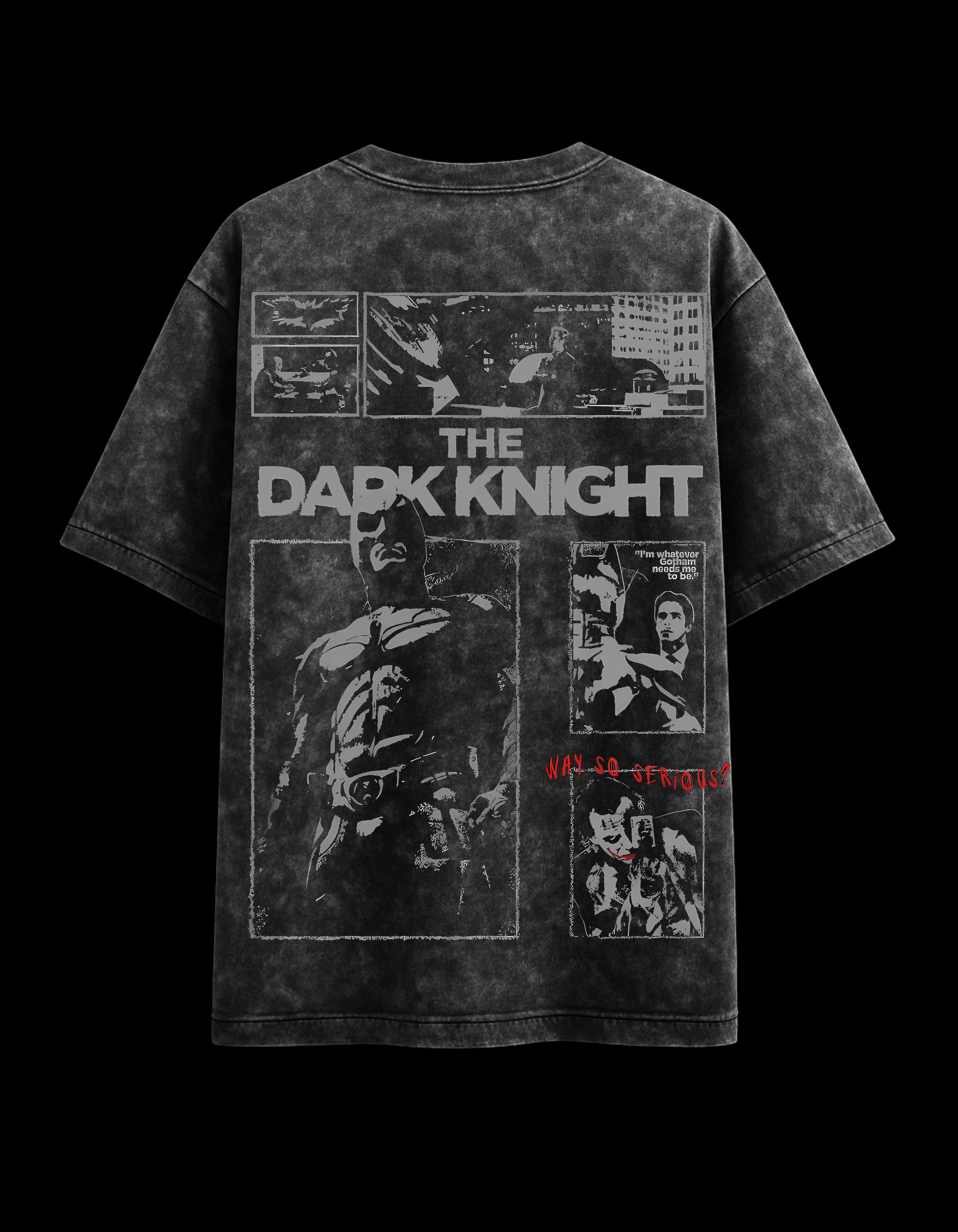 Batman The Dark Knight Acid Wash Oversized Tee Plot Armour