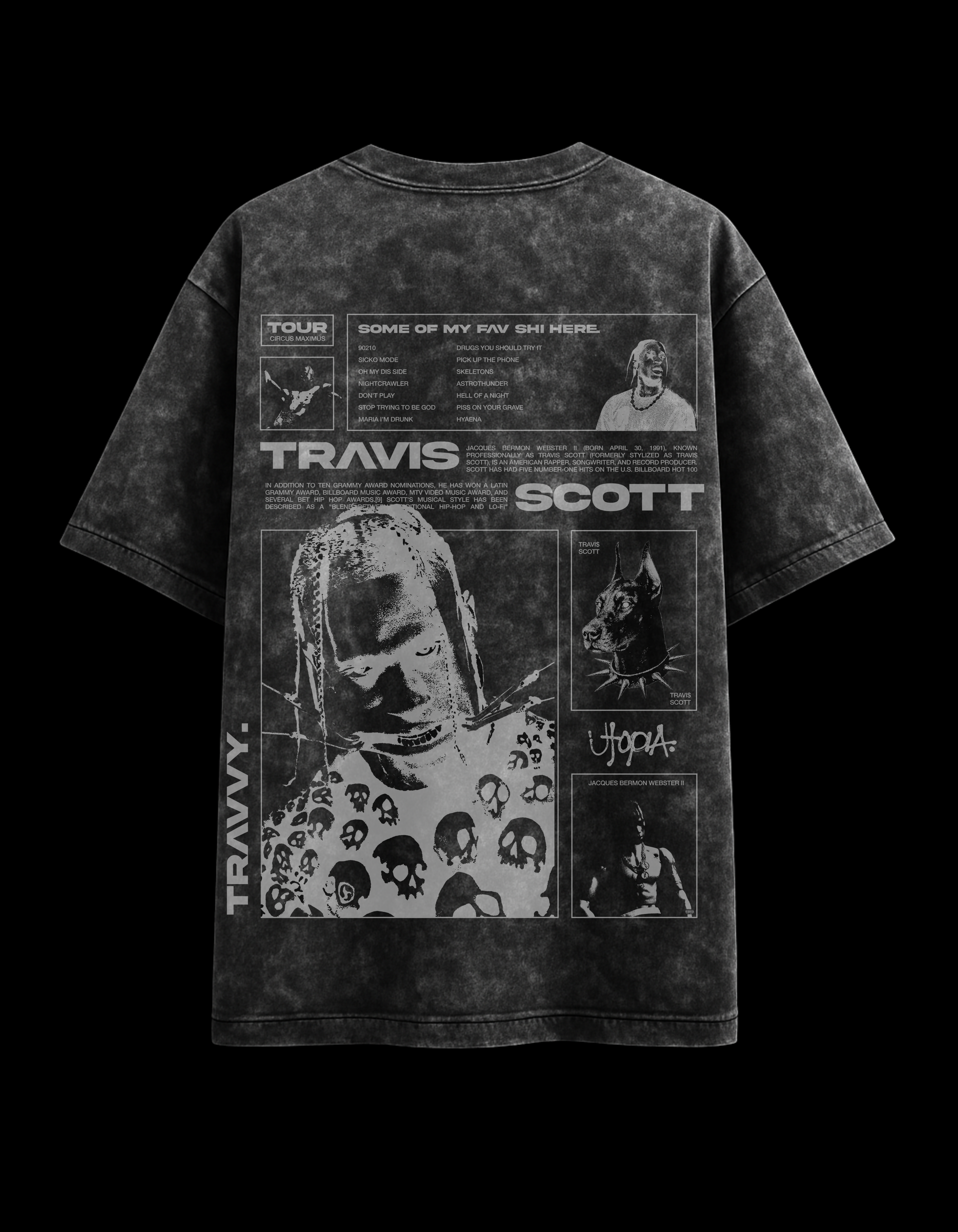 TRAVVY - Travis Scott Acid Washed Oversized Tee Aryanzeni
